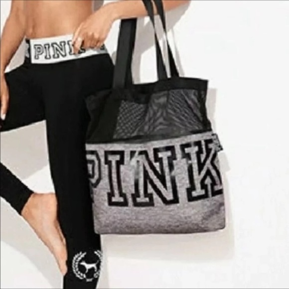 PINK Victoria's Secret Handbags - VS Pink Grey Mesh Tote Bag